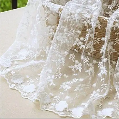 1pc Full Width Tassel Flower Embroidery Lace Fabric - Water-Soluble Mesh Wedding Dress Material, Hand Washable & * Durable Polyester Fiber with Fringe Trim for Wedding Dresses, Formal Gowns, ... 1pc Full Width Tassel Flower Embroidery Lace Fabric - Water-Soluble Mesh Wedding Dress Material, Hand Washable & * Durable Polyester Fiber with Fringe Trim for Wedding Dresses, Formal Gowns, ...