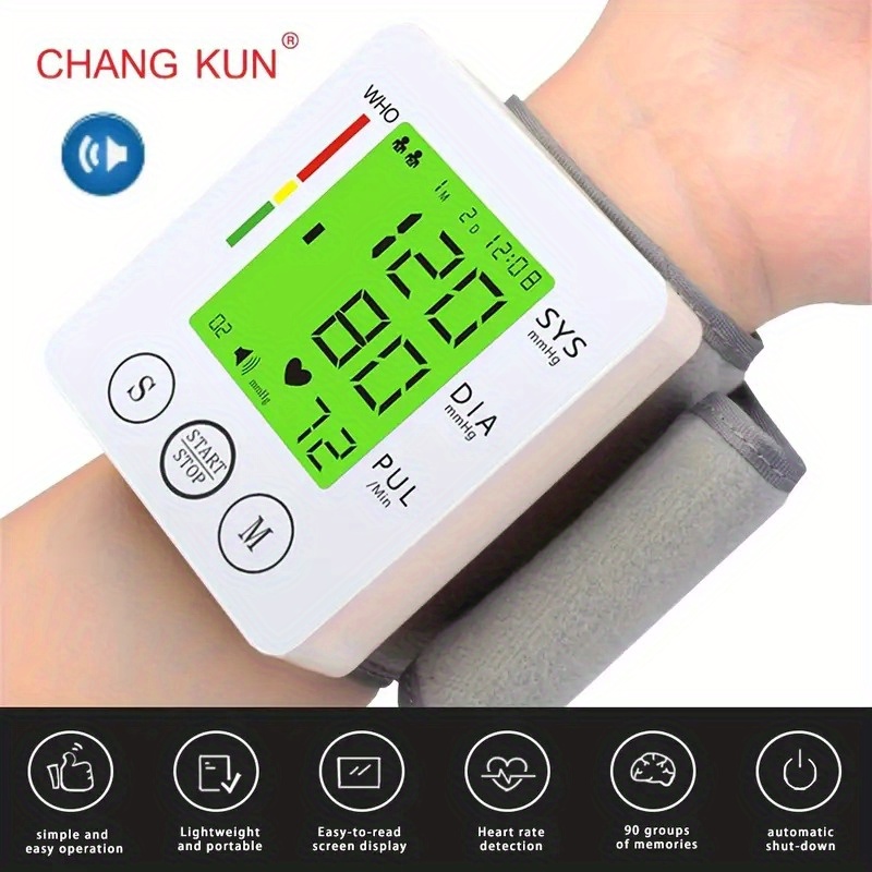 automatic wrist blood pressure monitor with voice guidance large lcd backlight display talking bp cuff with memory storage irregular heartbeat detection adjustable cuff sizes portable home use monitor with carrying case   aaa for adults wrist blood pressure monitor cover blood pressure machines with light indicators blood pressure   equipment blood pressure machine digital for home use blood pressure cuff manual equipment Product details 0