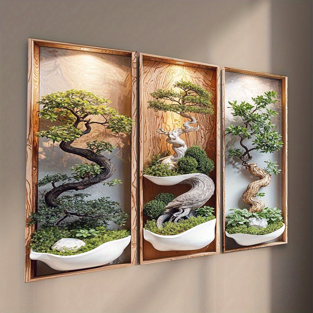 3pcs leaflure zen bonsai wall art frames japanese miniature - Temu Mauritius
