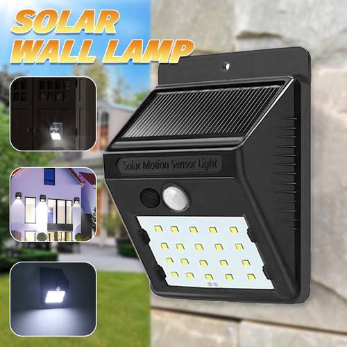 2pcs solar rechargeabl outdoor 20led wall lamp yard emergency lighting lantern with motion sensor step lamps for outside garden warehouse porch fence deck
