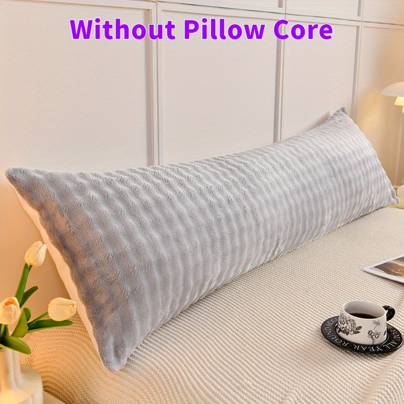 Image of 1pc Luxury Velvet Long Pillowcase - , Breathable Fleece, Thickened For Cozy Autumn & , Allergy-friendly, Perfect For Bedroom, Sofa, Hotel, Dorm Decor - No Insert Included