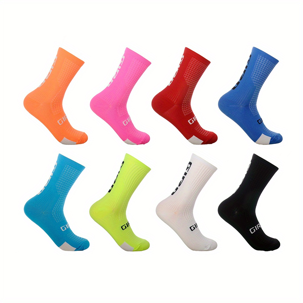 6 pairs cycling socks breathable anti slip nylon     for competition training outdoor   size fits us 5 11 6 vibrant solid colors cushioned heel and toe moisturewicking fabric sporty design durable material fitness enthusiasts 0