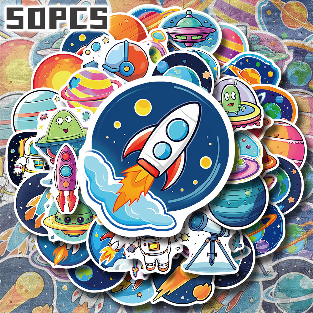 50pcs Space And Universe Aesthetic Stickers Pack Perfect For Holiday Party Birthday And Home Decor Suitable For Laptop Luggage Scooter Handbook Cups Notebooks Water Bottle Phone Case