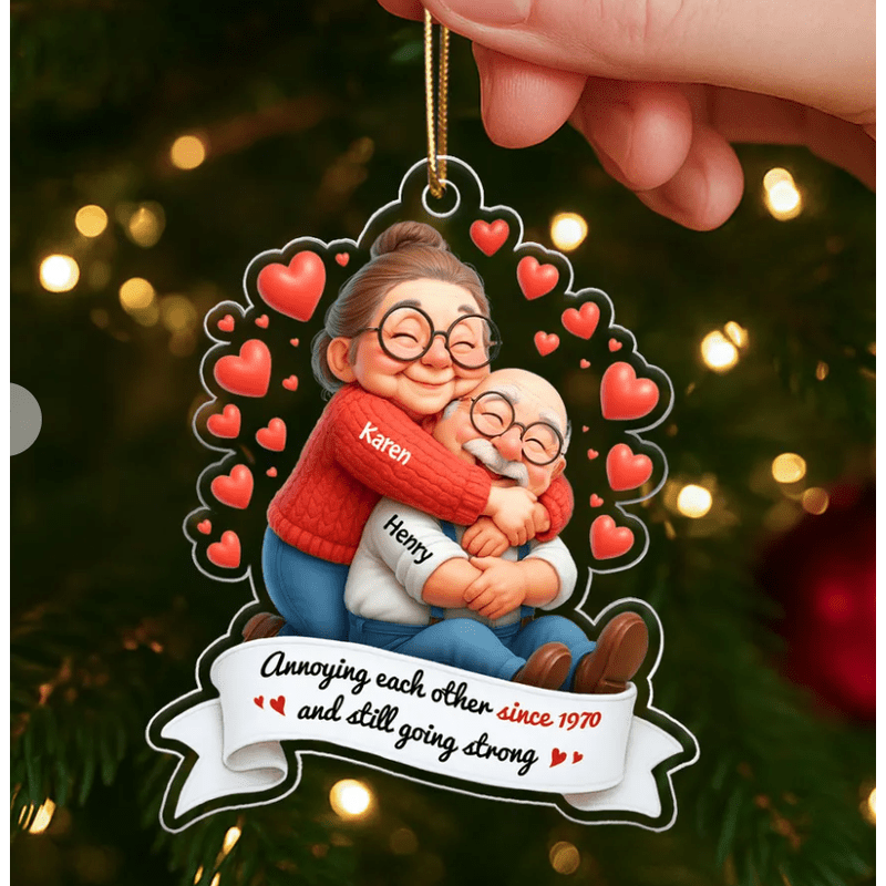 TEMU 2d Flat Custom Christmas Ornaments - Personalized Name And Photo/text, Acrylic Hanging Decor With Heart And "growing Old " Message, Home