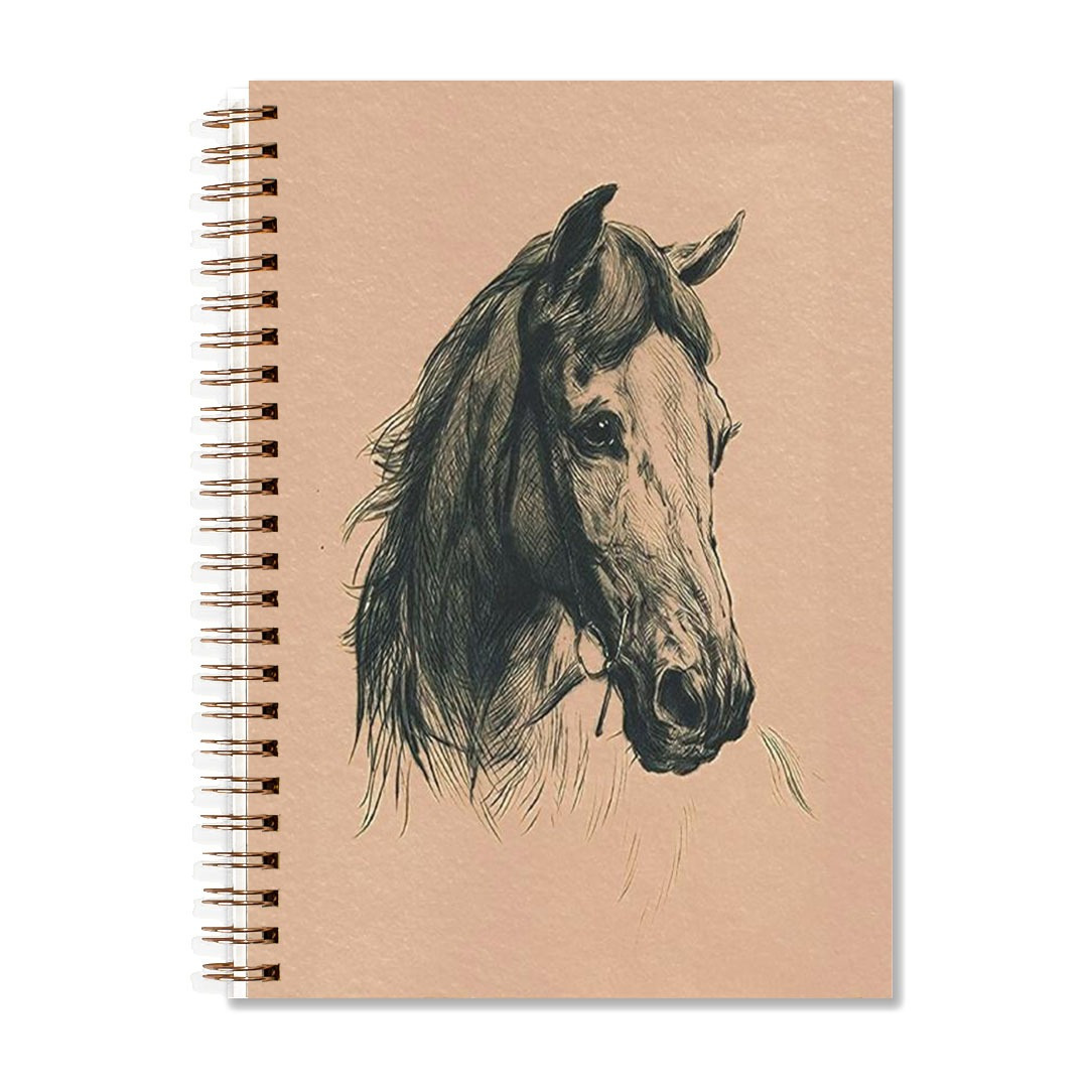 

Modern Horse Art Hardcover Journal - 5.5x8.3" Spiral-bound Notebook With Golden Accents, 50 Pages - Office & School Supplies, Unique Gift Idea