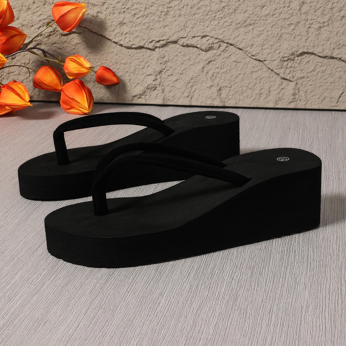 TEMU Women's Summer Casual Fashion Thong Wedge Sandals, Comfortable Thick-soled Slippers, Suitable For Banquets, Parties, , Leisure , And Beach