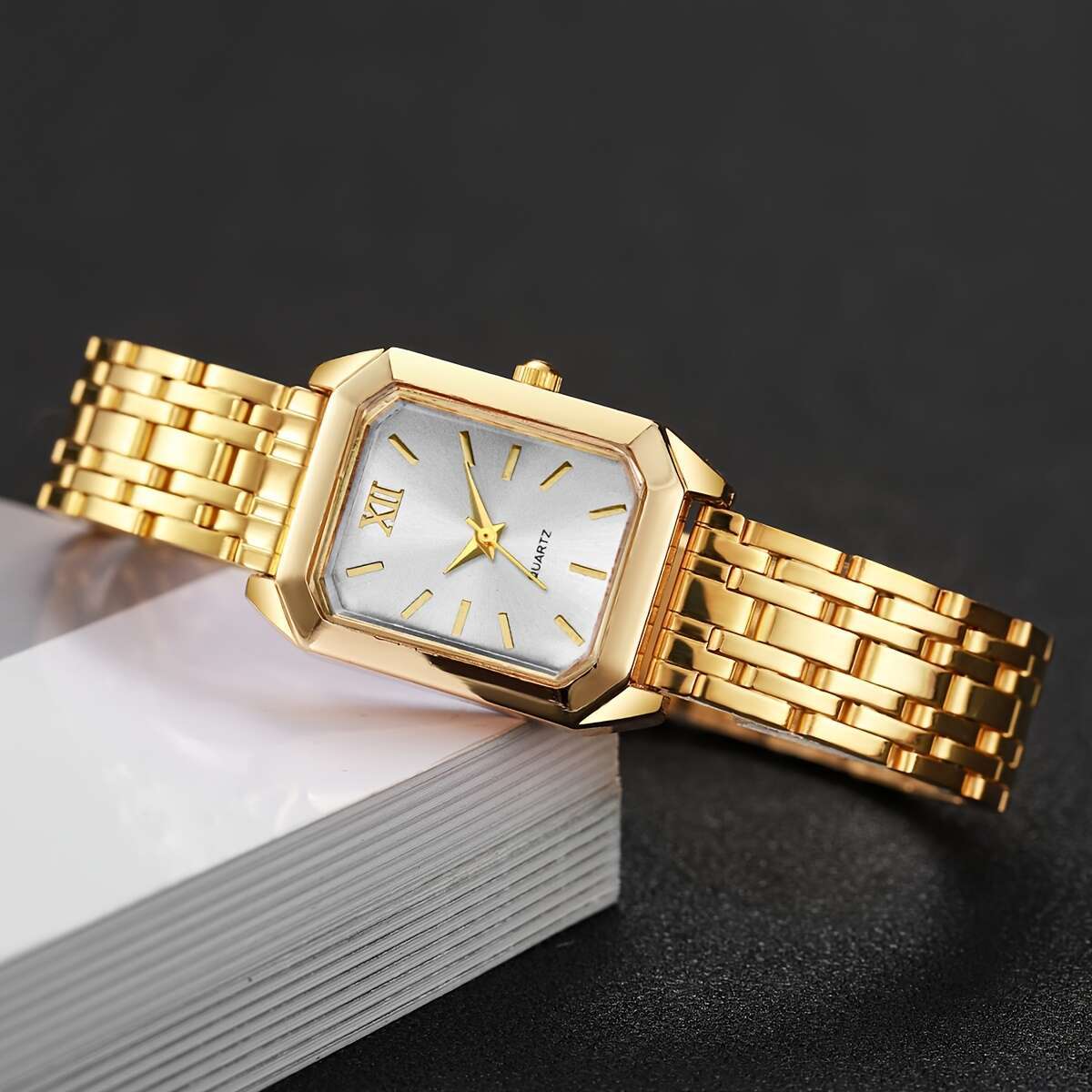 1pc Women'S Gift Watch Exquisite Fashion Square Roman Numeral Dial Versatile Quartz Wristwatch, Watch Box Not Included