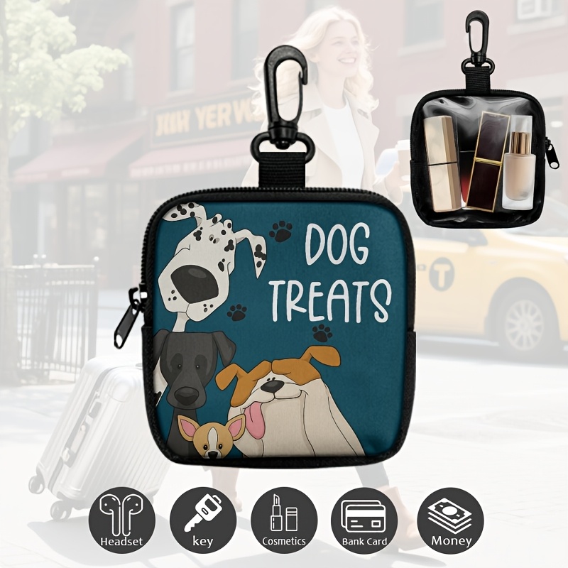 Portable & Essential: Polyester Dog Treat Pouch with Zipper Closure - Ideal for Outdoor Activities and Walks, Colorful Design, Single-Sided Printing, Transparent Side, Dog Walking Accessory | Vibrant and Durable Zipper Seal