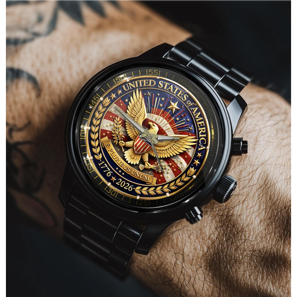 Commemorative Watch 250th Anniversary Dial Collectible Wristwatch Patriotic Celebration For History Fans Memorial Gift Keepsake
