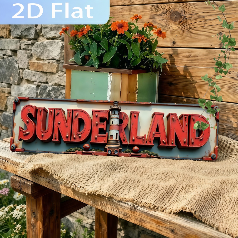 TEMU 2d Flat 1pc "sign For Sunderland" Wall Decoration - Metal Sign, Rustic Farmhouse Style Iconic Movie Plaque For Living Room, Entryway Or Holiday