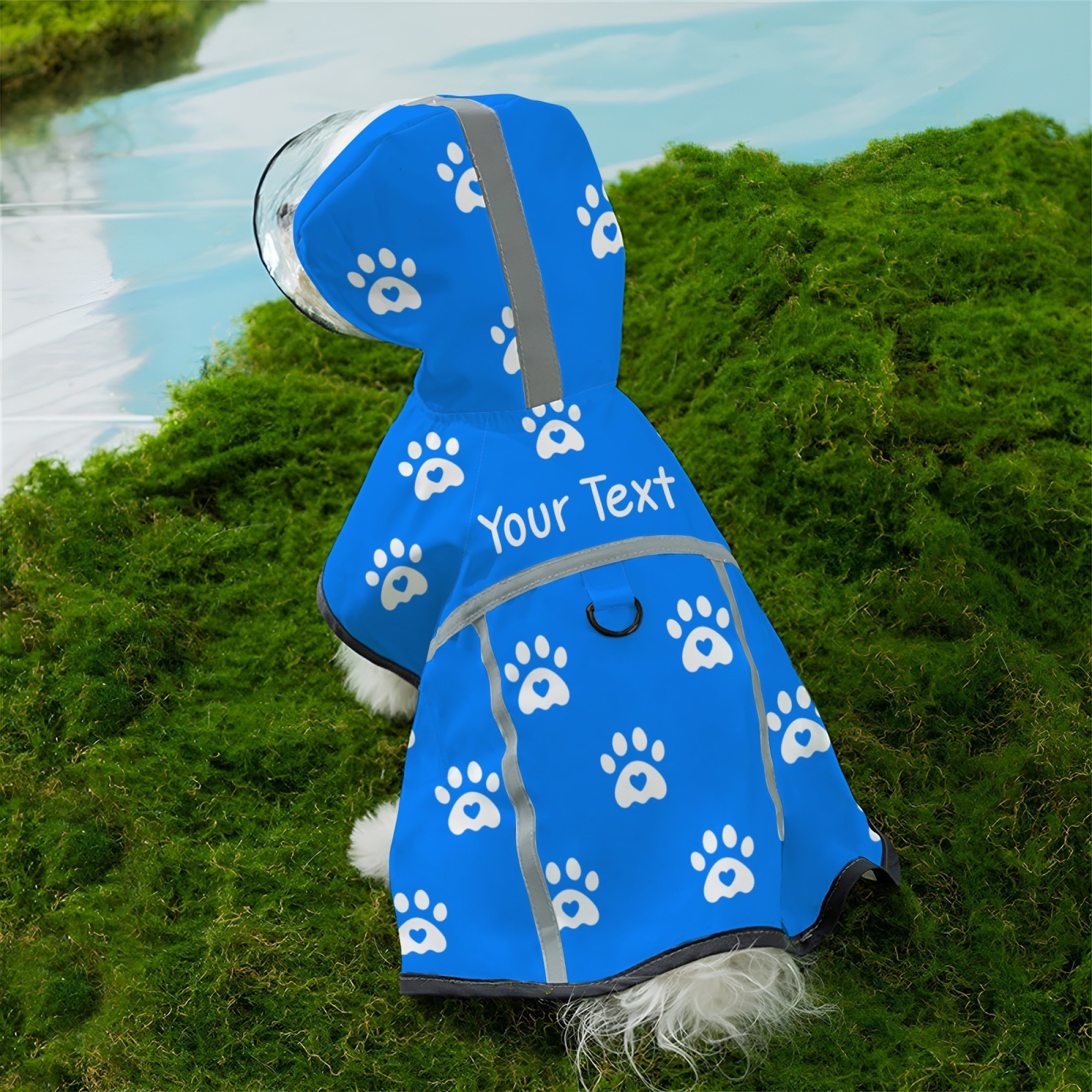 TEMU Printed Dog Raincoat, Polyester Pet Jacket With Adjustable Straps For Breeds, Machine Washable