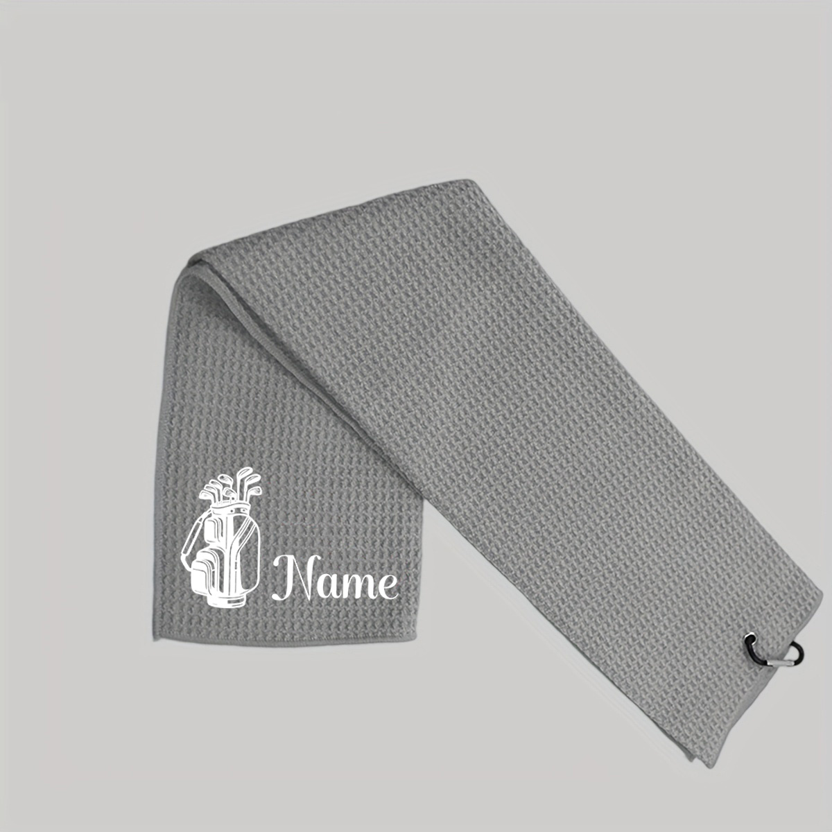 TEMU Custom Personalized Golf Towel | Customizable With Printed Golf Club Designs And Personalized Names, Sporty Style, Waffle Weave, Ideal Gift For