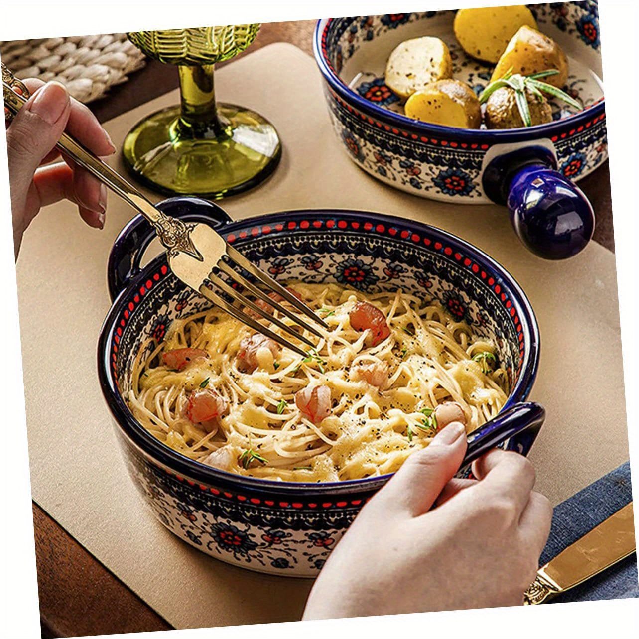 1pc vintage ceramic casserole dish floral pattern round Temu New