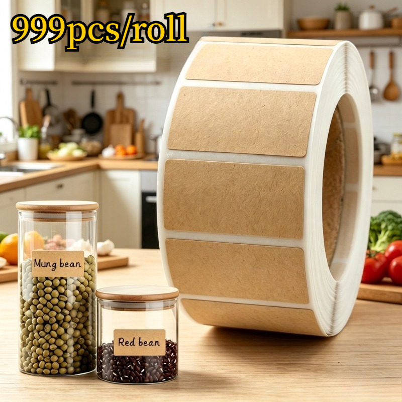 TEMU 1 Roll (999pcs) Paper Adhesive Labels, Textured And Smooth Writing. Self-adhesive Backing For Easy Pasting, Clear Ink Resistant To Smudging, For