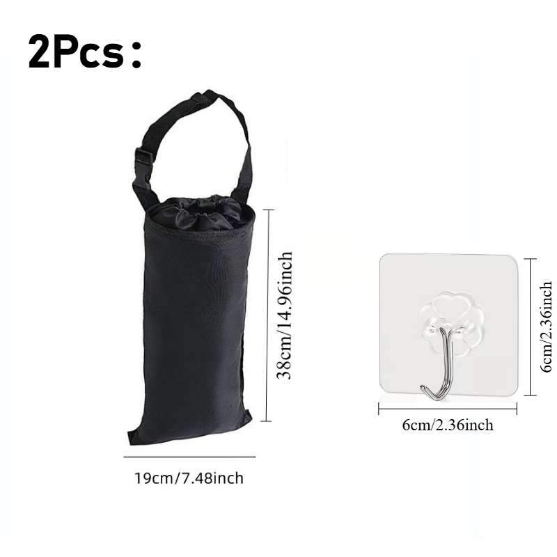 TEMU 2pcs Set: 1pc Car Trash Bag And 1pc Hook, Car Hanging Foldable Trash Bag, Hung On Seat Headrest, For Daily Car Trash Storage, Car Storage Tool,