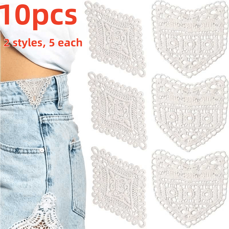 TEMU Lot de 10 pièces, 2 styles (5 de chaque) : Bandes d'extension de ceinture en dentelle, Extenseur de taille pour jean, Réducteur de ceinture à