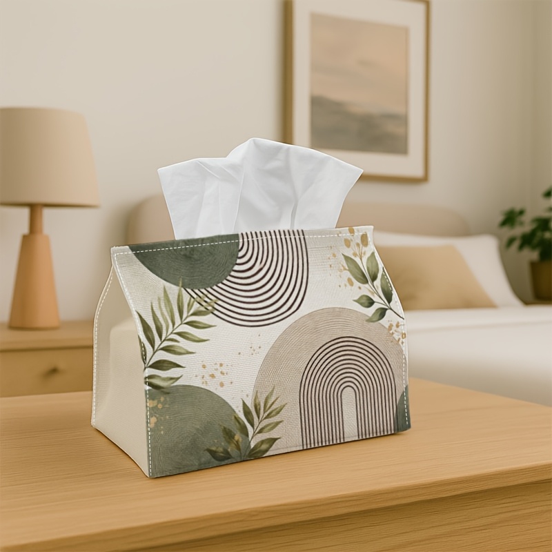 TEMU H D 1pc de pañuelos, Abstracto minimalista, - Diseño minimalista, Hoja arqueada Neutra , Adecuado para escritorios de oficina, Decoración