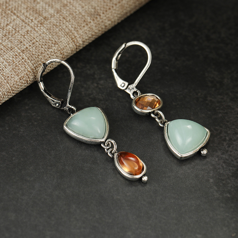Boho Vintage Asymmetrical Dangle Hook Earrings, Ethnic Fashion