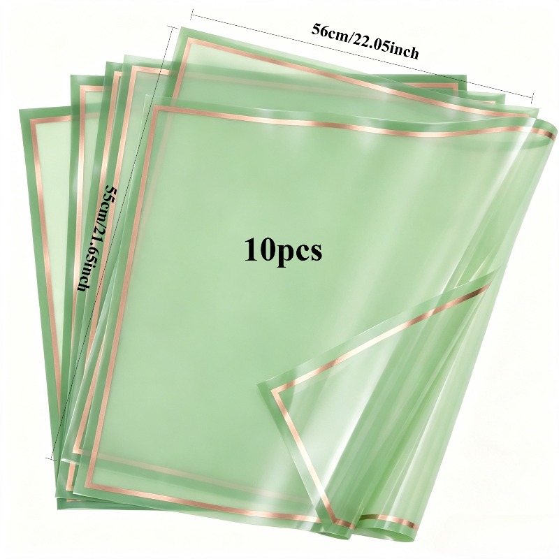 TEMU 10pcs Korean Light Green Rose Fresh Flower Wrapping Paper Easy To Cut Valentine's Flower Wrapping Paper Bouquet Wrapping Paper Flower Shop Fresh