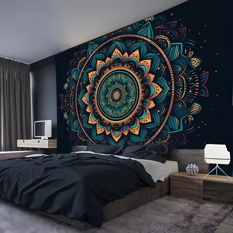 TEMU 2d Flat - 2d Flat - 2d Flat Banner, 1pc Mandala Tapestry, Classical Pattern Photo Background Wall Hanging, Living Room Bedroom Office Party