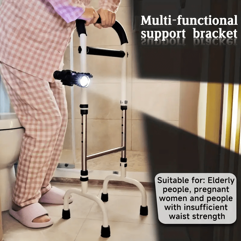 1pc Adjustable Mobile Bed Rail Assist Handle with Flashlight - Non-Slip Grip, Lightweight & Stable Support Frame, 31.5x42.01x12.5 cm Durable Floor-Standing Design for Seniors & Adults - Safe Bed Entry/Exit Aid, Senior Safety Equipment, Sleek Metal Finish, Floor Standing Aid, Compact Helper, Sturdy Frame, Disability Aid
