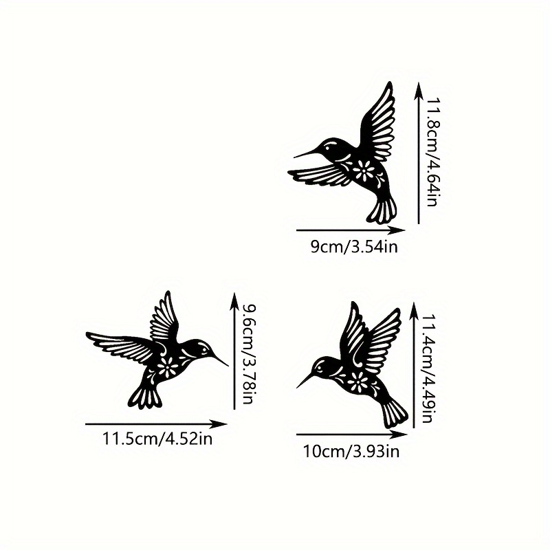 TEMU 2d Flat, 3pcs Modern Minimalist Hummingbird Wall Panels - Suitable For Bedroom & Living Room Decor, Reusable Acrylic Hanging Decoration With