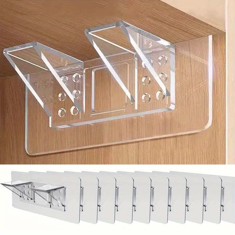 E-shop 12 Stück verbesserte vergrößerte Doppelreihen-Partitionsstütze Regalstütze Clip bohrfrei selbstklebender Clip Schrank Bücherregal Schrank Clip