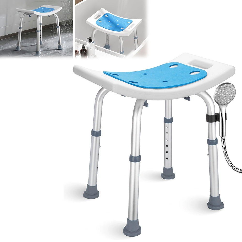 Image of 1 Set Handchair Bath Table Height Adjustable Shower Stool Height Adjustable Shower Seat Bathtub Seat Load 150kg