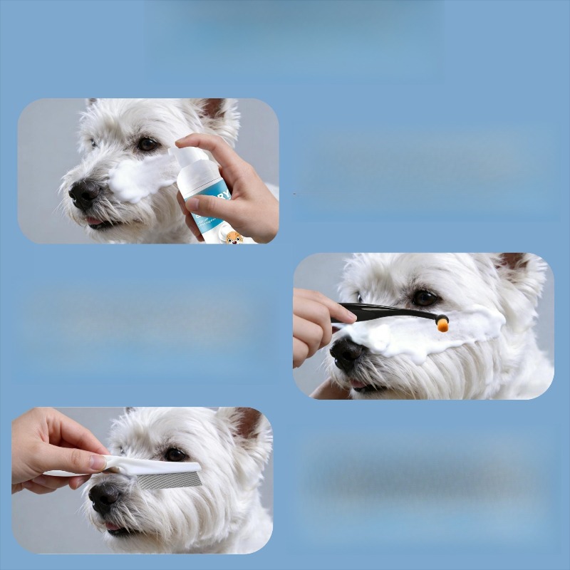 Dry Cleaning Mousse 3pcs Set for Cats and Dogs | Plant-Based Formula, No Water Needed + Massage Comb Brush Combo for Deep Cleaning and Shine, Essential for Pet Families, Say Goodbye to Tear Stains and Dirt! Deeply Removes Tear Stains and Dirt