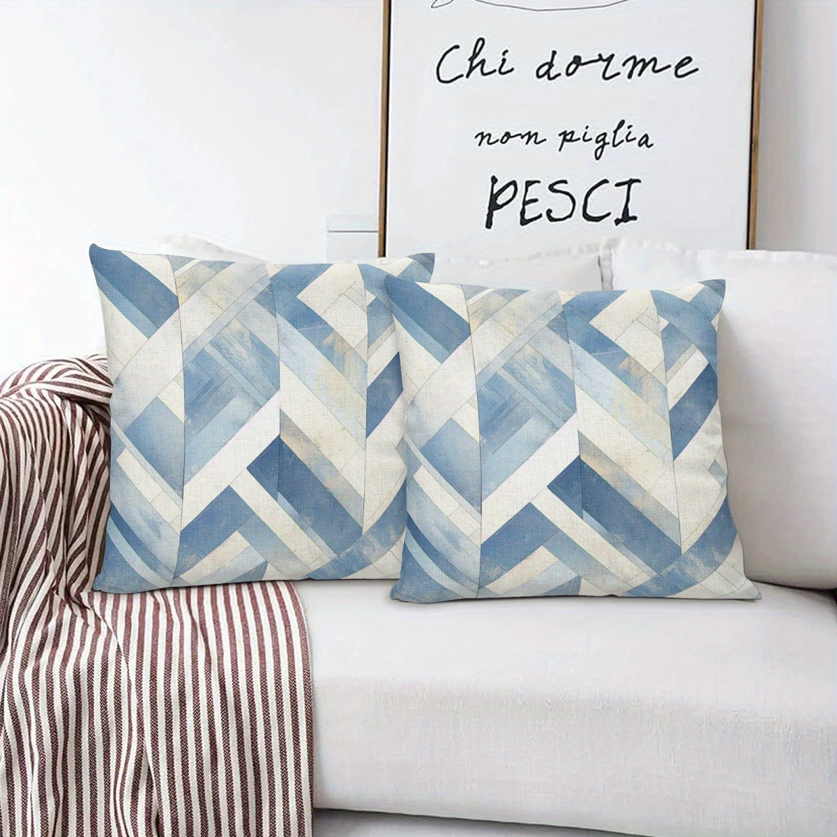 

2pcs Abstract Striped Throw Pillow Covers, 18x18 Inch - Zippered, Machine Washable For Sofa & Bedroom Decor (cushions Not Included)