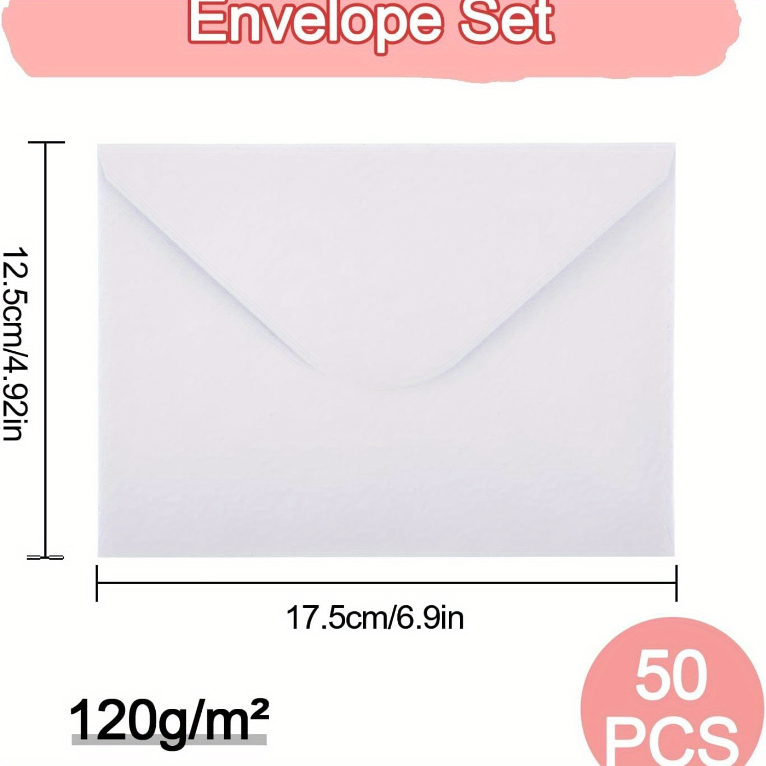 TEMU Pack de 50 Enveloppes Blanches 12.5×17.5cm | Enveloppes à Fermeture Humide 120gsm pour Invitations, Cartes de Vœux et Lettres
