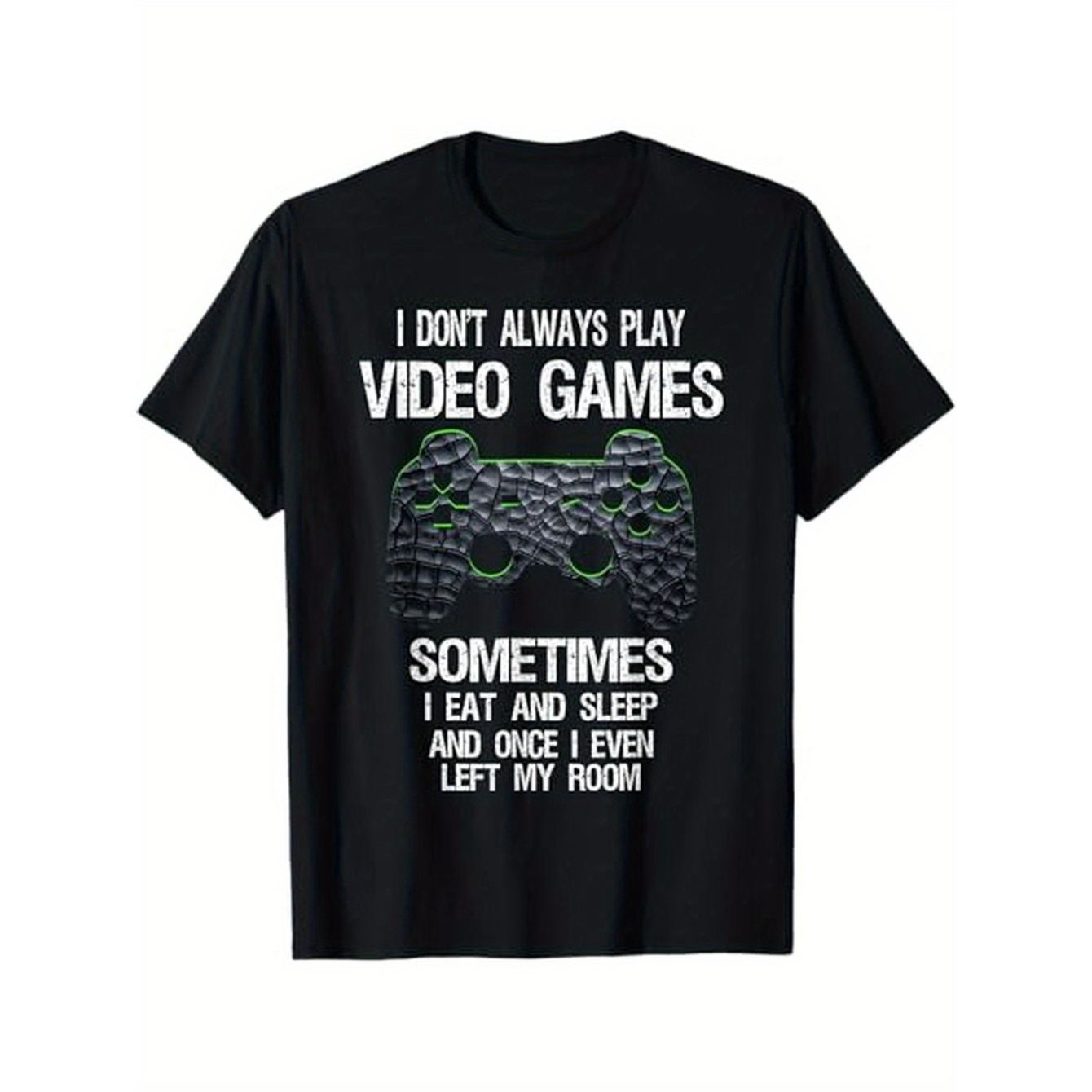 

1pc Unisex Cotton T-shirt With Video Game Controller Print - Casual Crew Neck, , Slight Stretch, Knit Fabric, Regular Fit - Ideal Gift For Gamers, Sizes S-xxxl