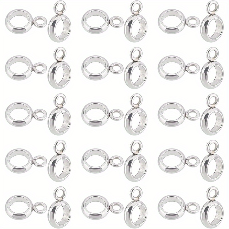 E-shop 30 Stück Edelstahl-Anhänger-Perlen - 4mm Innendurchmesser, Glänzende Ringaufhänger für DIY Schmuckherstellung, Langlebige Verbindungen