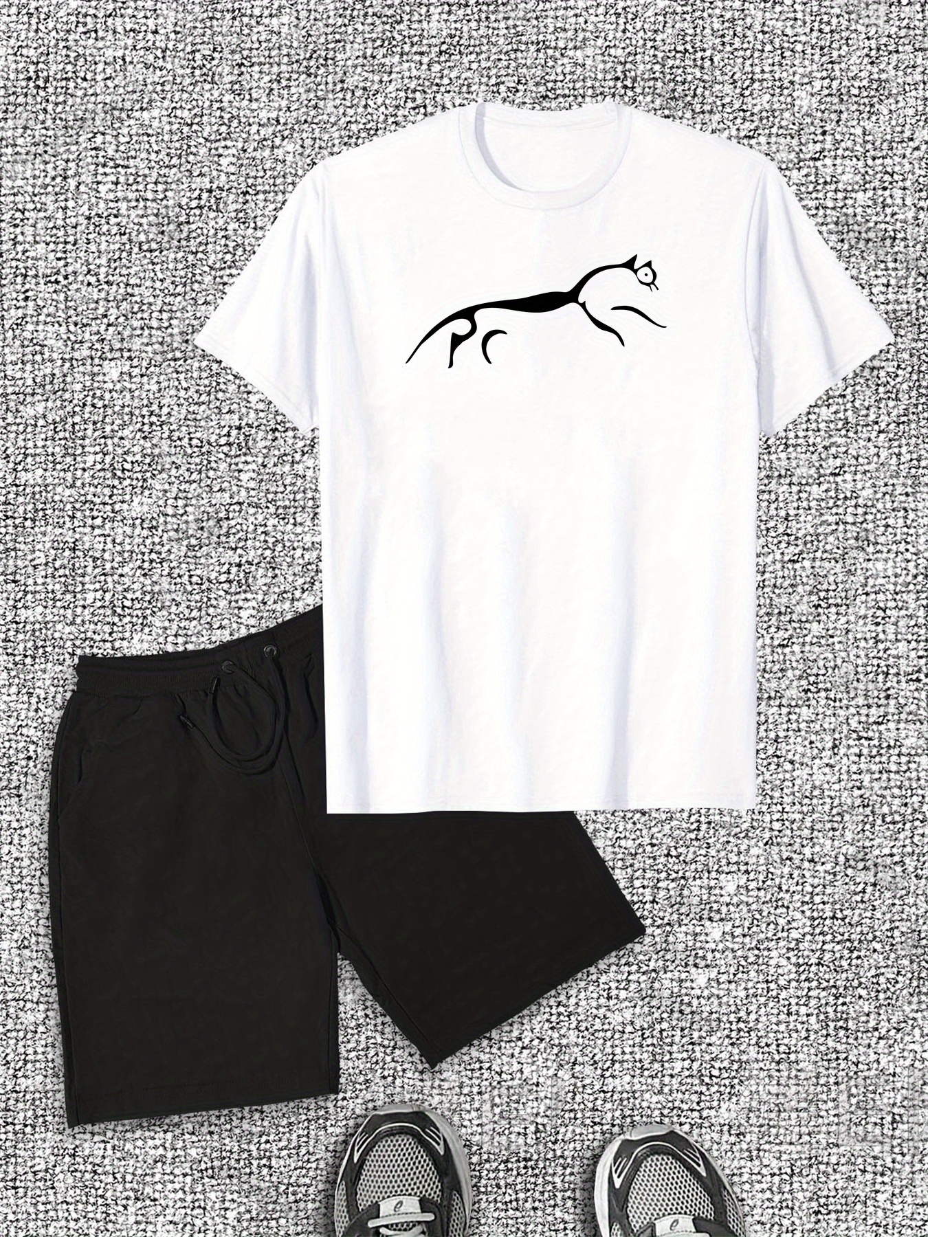 Men'S Casual Summer Short Sleeve T-Shirt and Shorts Set, Cotton Crew Neck, Solid Color, Regular Fit, with Slight Stretch Fabric, for Adul