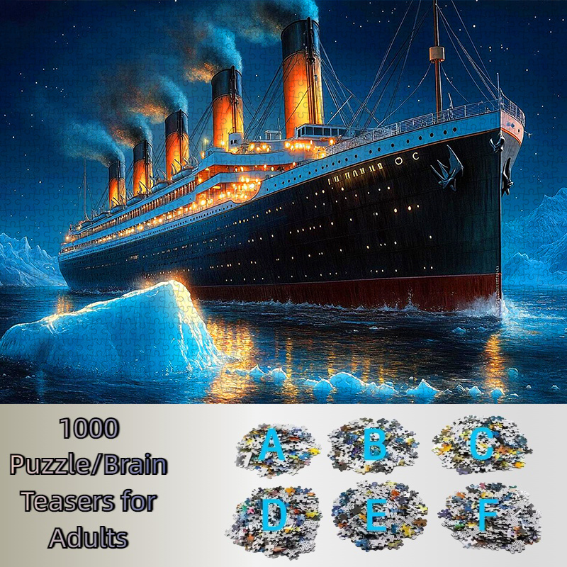 TEMU 1000pcs Paper Puzzle, Diy Puzzle, Titanic Cruise, Iceberg, Night Scene, Adult Puzzle, Paper Puzzle, Suitable For: , Gathering Puzzle, Personal