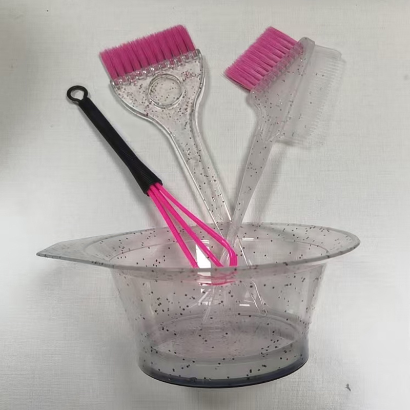 E-shop 4-teiliges Haarstyling-Set mit -Färbung, funkelnder Haarfärbe-Kamm, einseitige weiche Färbepinsel, Farbmischstab wiederverwendbarem Werkzeug –