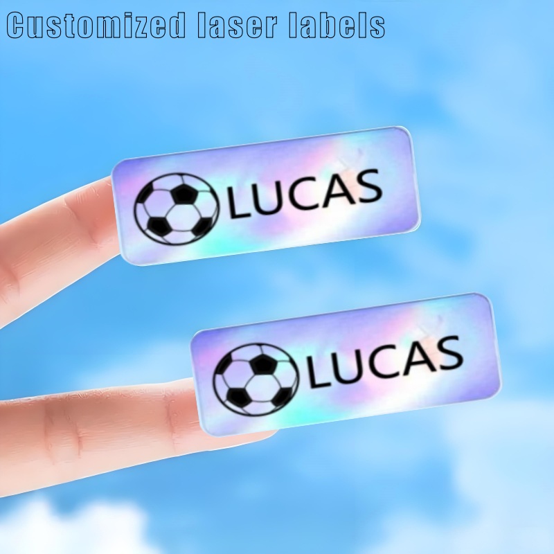 TEMU ALSZQ1 Pegatinas personalizadas con láser y de balón de fútbol, etiquetas holográficas reflectantes multicolor, adecuadas para artículos de