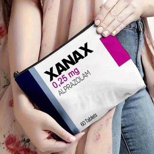 1pc by Leksal Makeup Bag - 0.25mg Alprazolam Tablets, Cosmetic Storage Pouch for Travel, Vacation, Business, Fitness & Camping - Durable Zippered Toiletry Organizer with Design, Travel Toiletry Bag, Stylish Toiletry Bag, Secure Zipper Closure