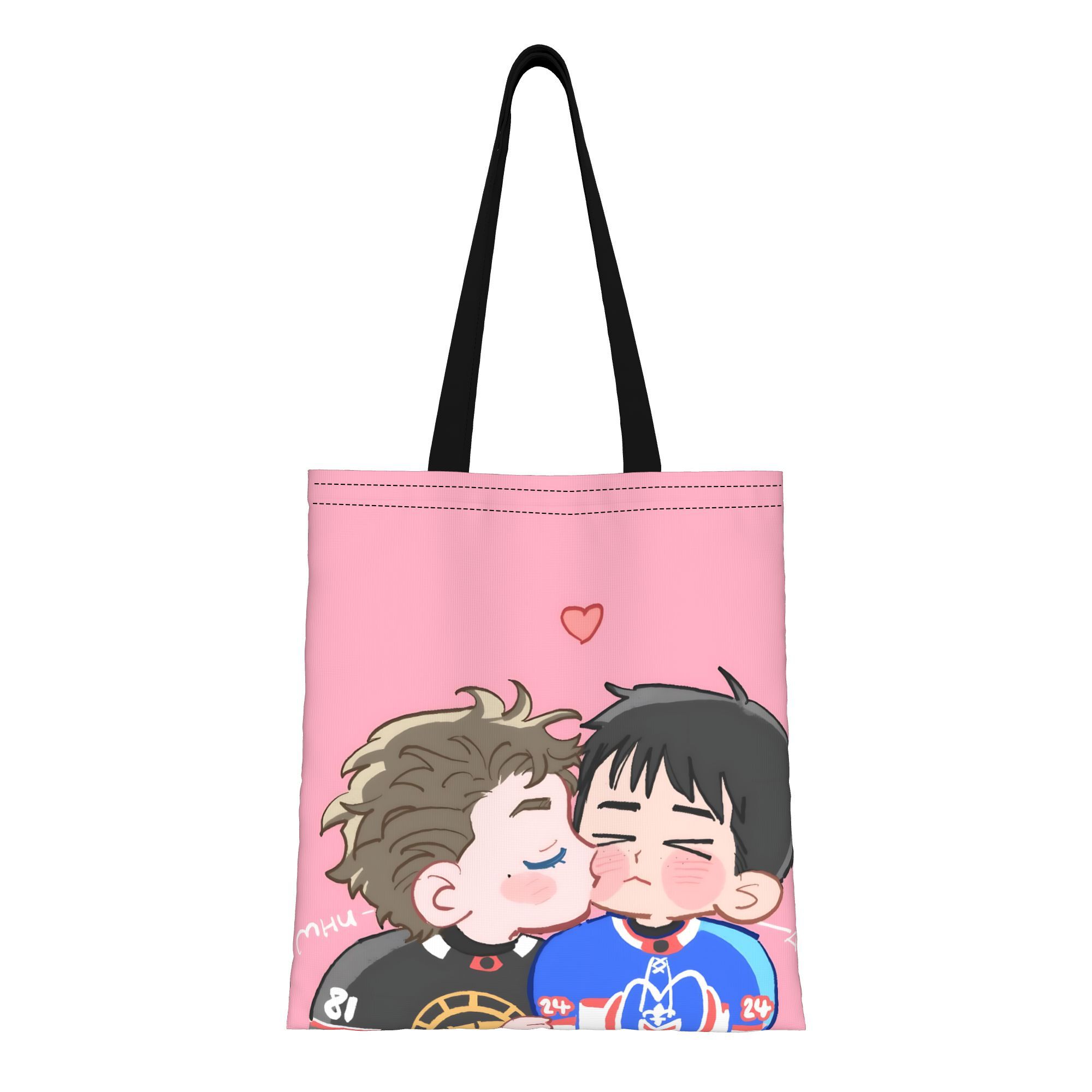 TEMU 1pc Heated Love Canvas Tote Bag - Strong And Fade-resistant With Shoulder Strap | Double-sided Animal Design | Ideal For Shopping & Personal Use