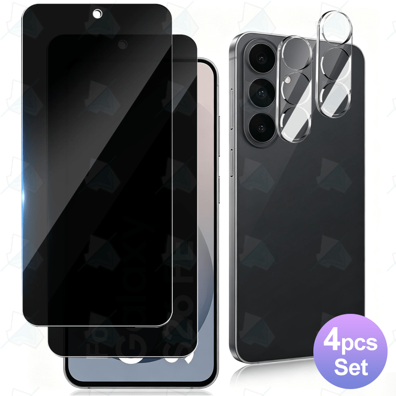 TEMU 4pcs Set, 2pcs Privacy Tempered Glass + 2pcs Lens Protector Suitable For Galaxy S26 Fe 5g, Anti-spy, 9h Hardness Tempered Glass, Anti-scratch