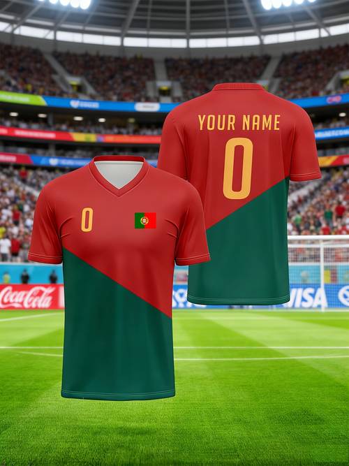 personalized portugal football jersey suitable for training custom logo breathable v neck uniforms machine washable for parties summer outfits