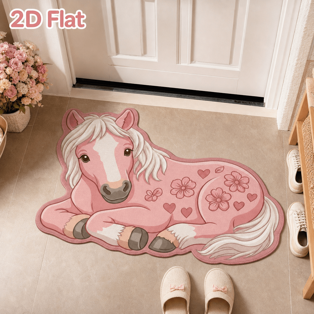 TEMU 1pc Velvet 850g/mÂ² 9mm Thin Plush 2d Printed Non-long Pile, Pink Floral Heart Irregular Shaped Carpet, Non-slip And Wear-resistant Machine
