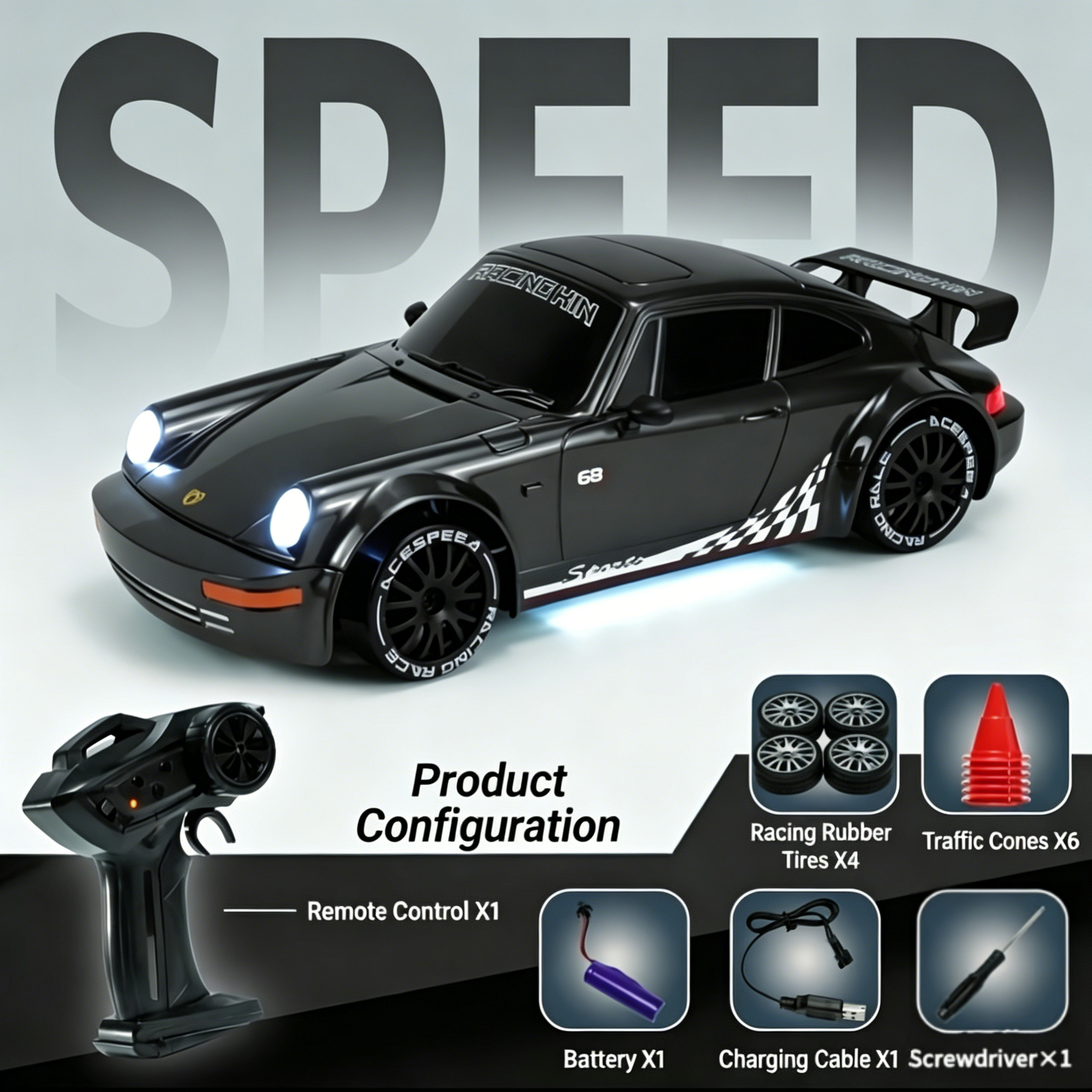 TEMU Newly Electric 4wd Rc Car, 1:20 Scale, 4wd Power, 2.4g, With Led Lights, A Christmas And Halloween Gift For Boys