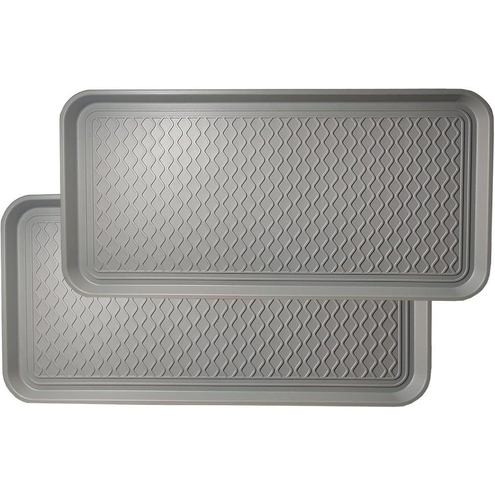2pcs Large Multifunctional Storage Trays - Washable Plastic Boot Mats For Indoor Or Outdoor Use, Suitable For Shoes, Boots, Plants, Pots, Paint Tins, Pet Bowls, And Car Storage, Tool Tray, Doormats