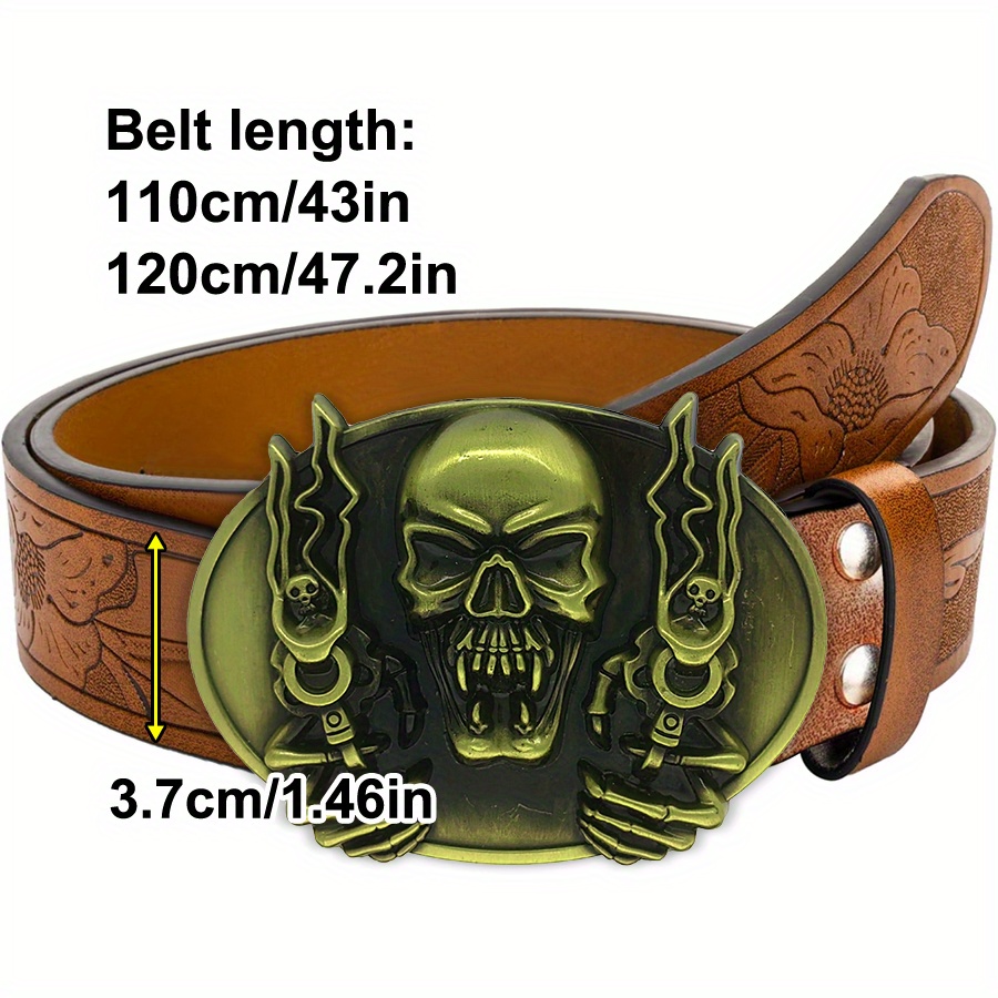 Punk Flame Skull Style Western Retro Belt