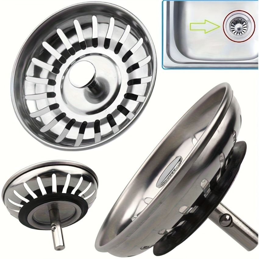 3pcs of premium stainless steel kitchen sink filters and plugs coated anti blocking with hair grabber for   drainage ideal for kitchen and bathroom use kitchen sink accessories the color of the nut is random