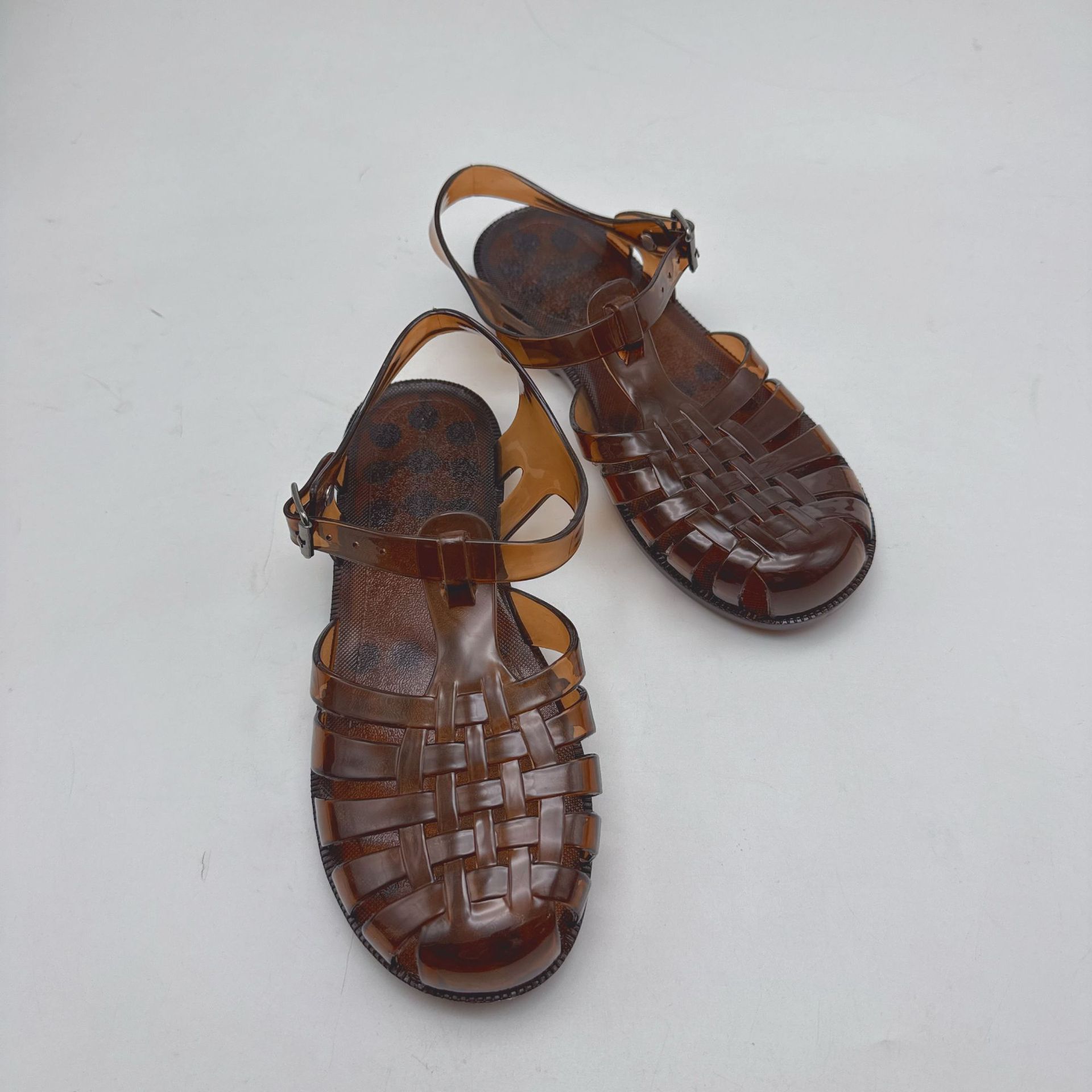 Image of Women's Flat Roman Jelly Sandals, Outdoor 1 Strap Beach Sandals, Versatile Sandals, Relaxed Lazy , Women Shoes