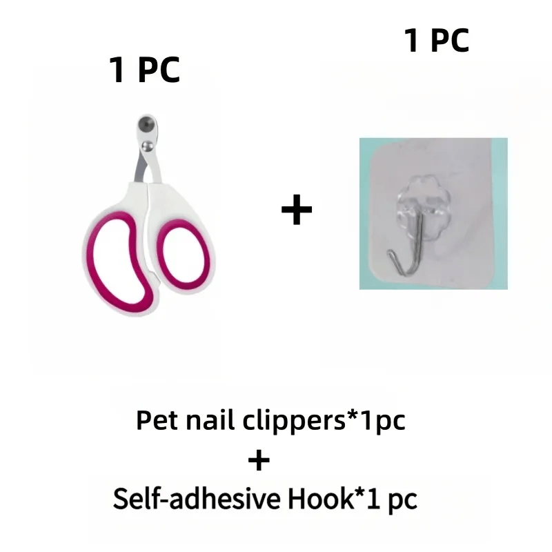 TEMU 1pc Professional Pet Nail Clippers  1 Adhesive Hook Sharp Stainless Steel Scissors Suitable For Dogs Cats Is Perfect For Storing The Clippers