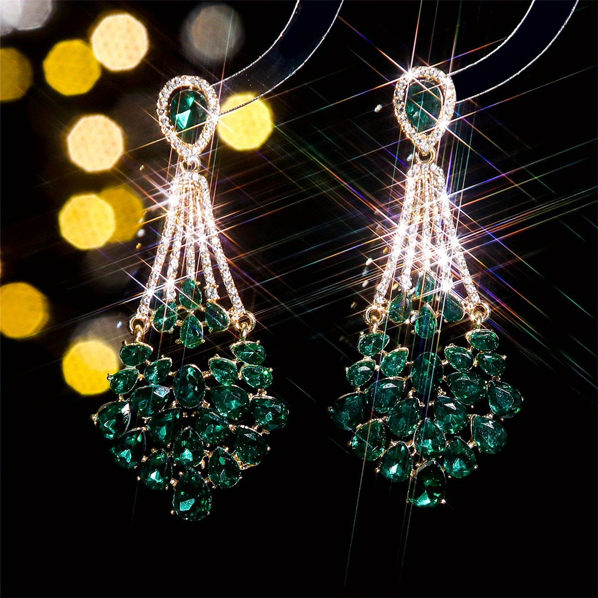 TEMU A Earring Made Of Stained Glass And Rhinestones, Ideal For Parties And Daily Wear