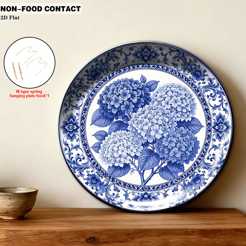 TEMU 1pc Ceramic Decorative Plate, Blue Decorations, (for Decorative Purposes Only, Non-food Contact)- Suitable For Decoration In Kitchen, Living